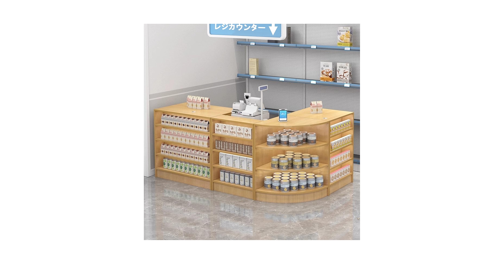 Amazon.co.jp: レジカウンター 組み立てレジ台 受付カウンター